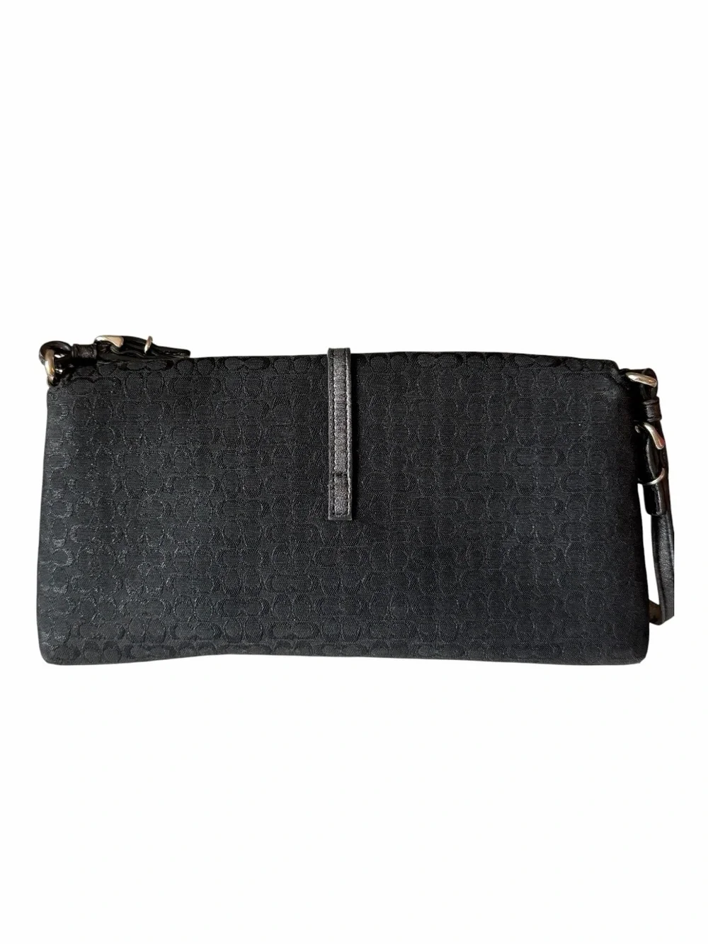 Coach 6380 Hamptons Signature Demi Flap Shoulder Bag Black Jacquard Y2K